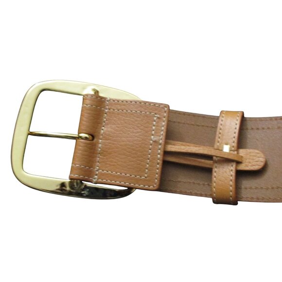 NANETTE LEPORE chunky brown leather Statement belt Women\'s Size XL $125 Luxury